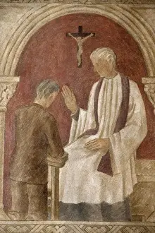 Hauts De Seine Prints: Fresco of Holy Confession in Sainte Genevieves Cathedral, Nanterre, Hauts-de-Seine