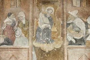 Images Dated 14th October 2008: Fresco of Jesus with the Rabbis, Abondance abbey church, Abondance, Haute Savoie, France