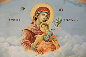 Images Dated 14th April 2006: Fresco in Koutloumoussiou Monastery on Mount Athos, UNESCO World Heritage Site, Greece