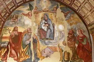Virgin Mary Prints: Fresco of Marys Coronation in the Cripta del Crocefisso (Crypt of the Crucifix)