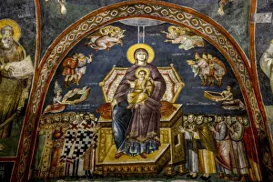 Places Of Worship Prints: Fresco, Mother of God Peribleptos Church, Ohrid, UNESCO World Heritage Site, Macedonia