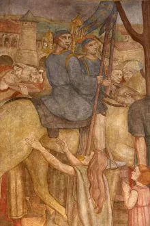 Hauts De Seine Prints: Fresco painted by Paul Lemasson in 1927, of Sainte Genevieve