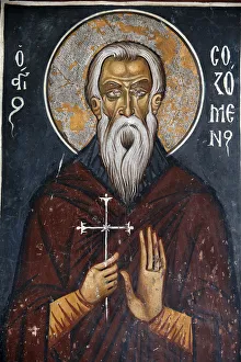 Byzantine Prints: Fresco in Panagia tis Asinou Byzantine church of St. Sosomene, Nikitari, Cyprus, Europe