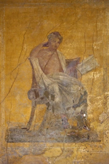 Literature Prints: Fresco of the poet Menander, House of the Menander, Pompeii, UNESCO World Heritage Site