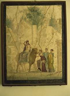 Frescoes Prints: Fresco from Pompeii of Europa on the Bull, Archaeological Museum, Naples, Italy, Europe