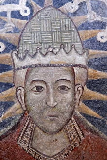 Head And Shoulders Gallery: Detail of fresco of Pope Urban VI in Santa Maria della Croce church, Casarano, Lecce