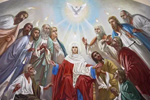 Images Dated 10th March 2009: Fresco in the Russian Orthodox church of the Holy Trinity, Jerusalem, Israel, Middle East