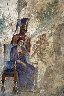 Images Dated 28th April 2010: Fresco of Venus seduced by Mars with cupid and maid, House of Punished Love from Pompeii