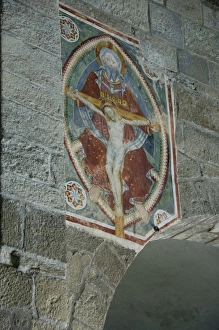 Images Dated 22nd May 2009: Frescoes within the 12th century Chiesa Parrochiale, above Lake Orta, Italy, Europe