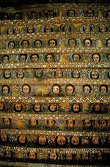 Art Work Prints: Frescoes on the ceiling of the Debre Berham (Debre Birhan Selassie) church