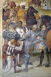 Fresco Prints: Detail of frescoes in cloister by famous Renaissance