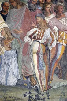 Detail of frescoes in cloister by High Renaissance painter Il Sodoma