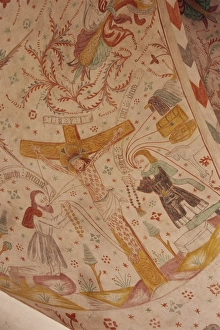 Frescoes inside Keldby church, Keldby, Mon, Denmark, Scandinavia, Europe