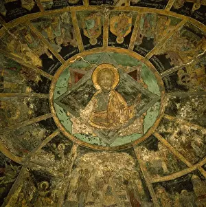 Ceilings Prints: Frescoes by Pirvu Mutu, Dormition of Our Lady Church dating from 1695, Sinaia Monastery