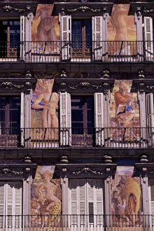 Frescoe Prints: Frescoes at the Plaza Mayor on buildings of the 17th century