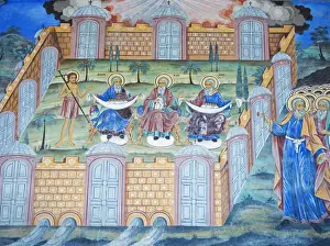 Painted Image Prints: Frescoes at Rila Monastery, UNESCO World Heritage Site, Bulgaria, Europe