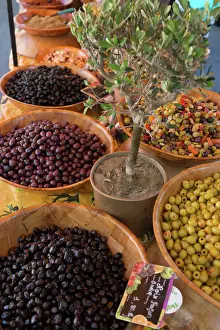 Freshness Prints: Fresh olives for sale at a street market in the historic Provence town of Eygalieres