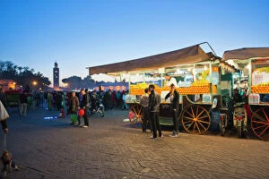 Moroccan Culture Gallery: Fresh orange juice stall at night, Place Djemaa El Fna, Marrakech, Morocco, North Africa, Africa