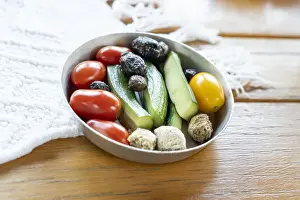 Bowl Prints: Fresh tomatoes and cucumbers in a bowl