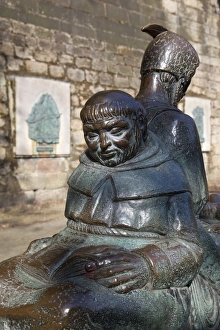 Nottingham Prints: Friar Tuck statue, Nottingham, Nottinghamshire, England, United Kingdom, Europe