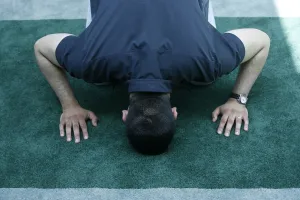 Carpet Prints: Friday prayer at Baitul Futuh mosque, London, England, United Kingdom, Europe