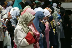 Conformity Prints: Friday prayers at Al Hussain Mosque, Cairo, Egypt, North Africa, Africa
