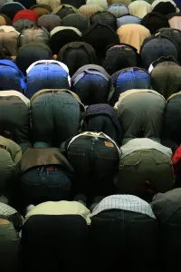 Unrecognizable Person Prints: Friday prayers in Bordeaux mosque, Bordeaux, Gironde, France, Europe