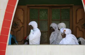Dakar Prints: Friday prayers at the Divinity Mosque, Dakar, Senegal, West Africa, Africa
