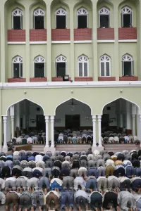 Friday Prayers Prints: Friday prayers at Kathmandu Mosque, Kathmandu, Nepal, Asia