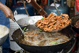 Weekend Market Prints: Fried chicken, Chatuchak weekend market, Bangkok, Thailand, Southeast Asia, Asia