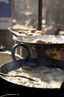 Fried food stall, Bhaktapur, Nepal, Asia