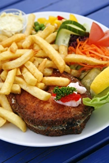 Delicious Prints: Fried laks with chips, Jutland, Denmark, Scandinavia, Europe