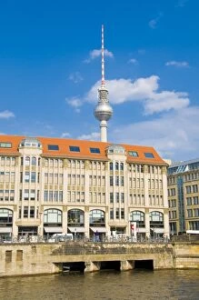 Images Dated 20th April 2010: The Friedrichsquarter with the The TV tower in the background, Berlin, Germany, Europe