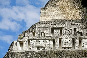 Images Dated 1st January 1970: Frieze on the 130ft high El Castillo, Xunantunich Ruins, San Ignacio, Belize
