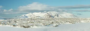 Amazing Prints: Frozen Lake Selvallavatn and snow covered lava field, Iceland, Polar Regions