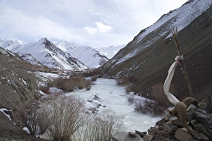 Ladakh Prints: Frozen river, Rumbak valley, Hemis National Park, Ladakh, India, Asia