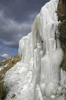 North York Moors Collection: Frozen waterfall, Bilsdale in winter, North York Moors National Park, North Yorkshire