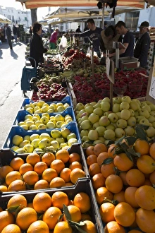 Buying Prints: Fruit stall in market in Alberobello, Puglia, Italy, Europe