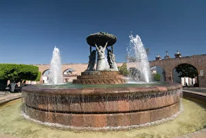 Fountains Prints: Fuente Las Tarasca, a famous fountain, Morelia, Michoacan, Mexico, North America