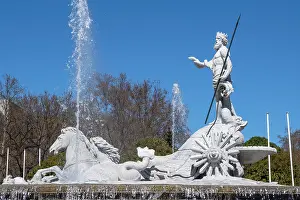 Fountains Prints: Fuente de Netuno, Neptune Fountain in the capital city of Madrid, Spain