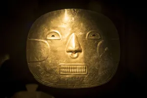 Exhibition Prints: Funeral Mask Exhibit in The Gold Museum, Bogota, Cundinamarca, Colombia, South America