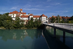Fussen, River Lech and castle, Allgau, Bavaria, Germany, Europe