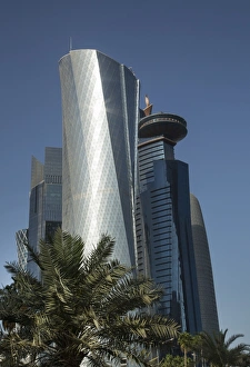 Futuristic skyscrapers downtown in Doha, Qatar, Middle East
