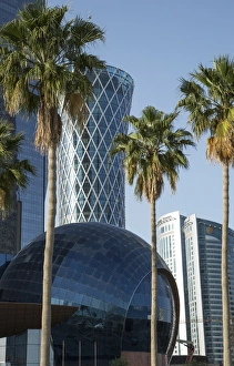 Futuristic skyscrapers downtown in Doha, Qatar, Middle East