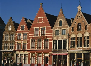 Brugge Prints: Gabled buildings around the Markt, or Market Square, in the medieval town of Bruges