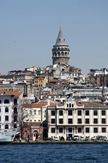 Galata Tower Prints: Galata Tower in background, The Bosporus, Istanbul, Turkey, Europe