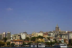 Galata Tower Prints: The Galata Tower and city along the Bosphorus strait, Istanbul, Turkey, Europe, Eurasia