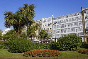 Galicia Prints: Galerias on Marina Avenue, La Coruna City, Galicia, Spain, Europe