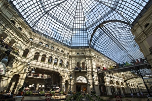Stores Prints: Gallery in GUM, the largest department store in Moscow, Russia, Europe