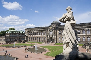 Fortune Prints: Gallery of Old Masters in background, Zwinger, Dresden, Saxony, Germany, Europe